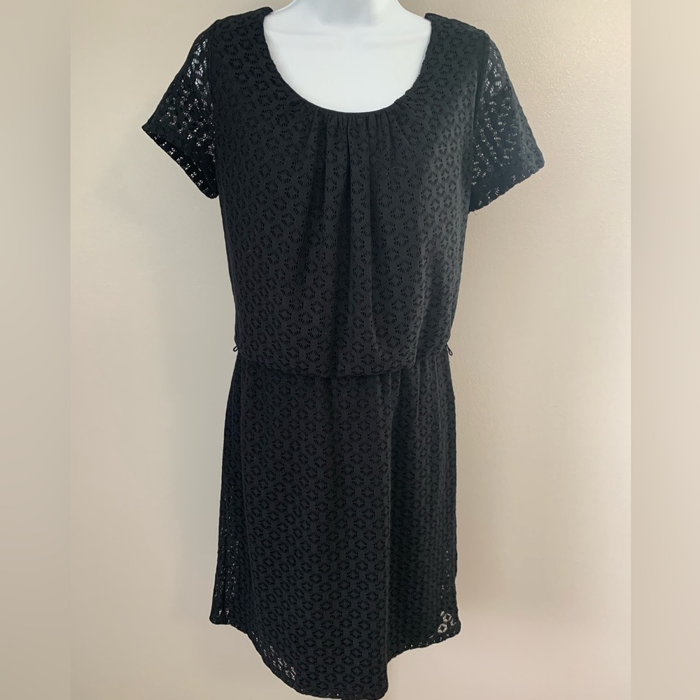 dressbarn Elegant Black Lace Mini Dress